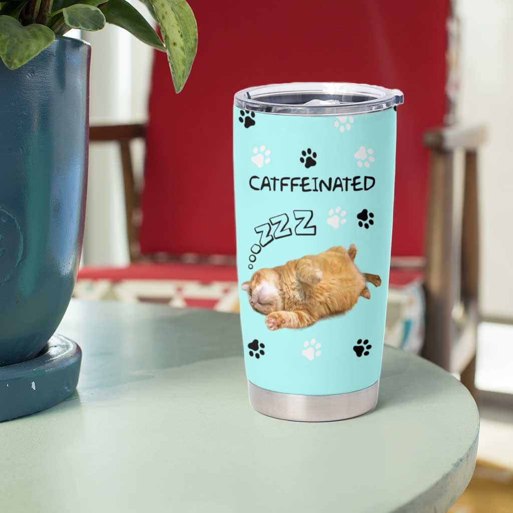 Cute Cat Coffee Tumbler Cup Catffeinated Decaf Coffee Mug - Wonder Print Shop