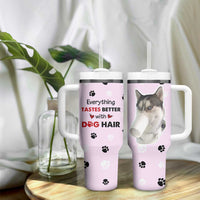 Funny Husky Tumbler With Handle Everything Tastes Better With Dog Hair Gifts for Husky Owner - Wonder Print Shop