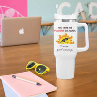 Funny Gymers Tumbler With Handle And Here We Fucking Go Again I Mean Good Morning - Wonder Print Shop