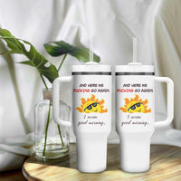 Funny Gymers Tumbler With Handle And Here We Fucking Go Again I Mean Good Morning - Wonder Print Shop