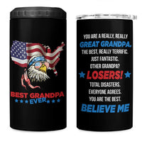Best Grandpa Ever 4 in 1 Can Cooler Tumbler Gifts for Grandfather New Grandfather Granddad Eagle US Flag