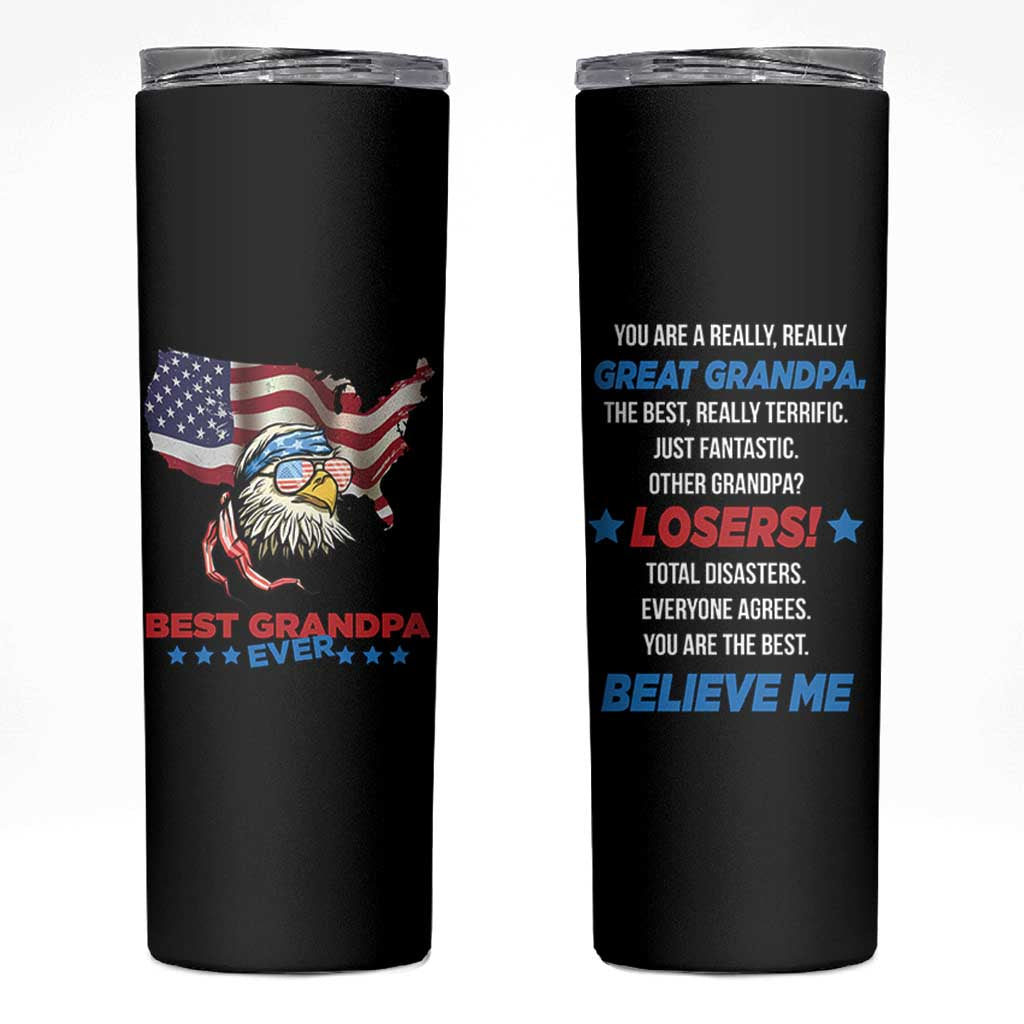Best Grandpa Ever Skinny Tumbler Gifts for Grandfather New Grandfather Granddad Eagle US Flag