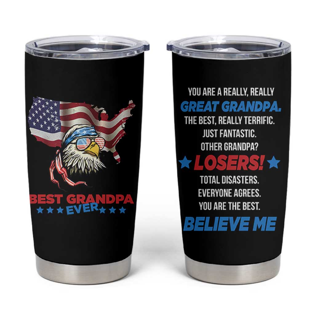 Best Grandpa Ever Tumbler Cup Gifts for Grandfather New Grandfather Granddad Eagle US Flag
