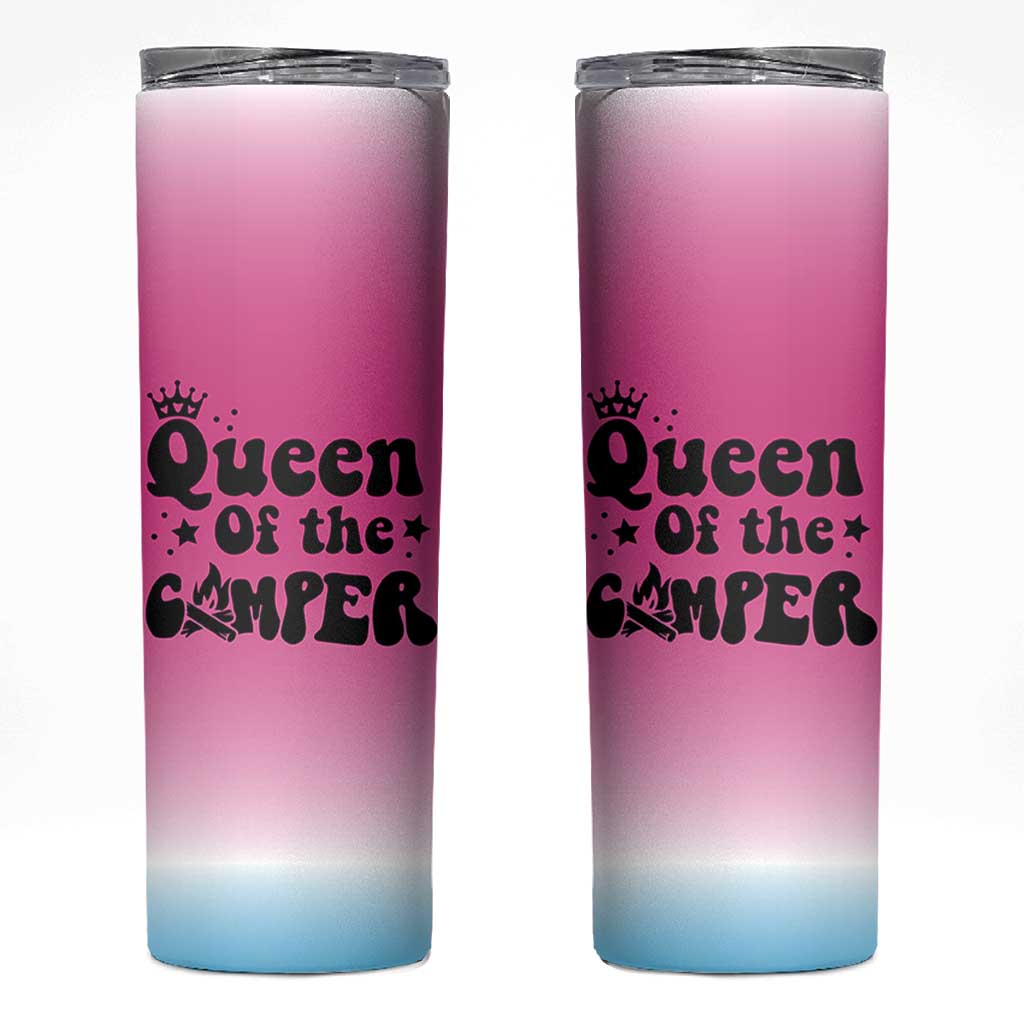 Queen Of The Camper Skinny Tumbler RV Camping Camper Life