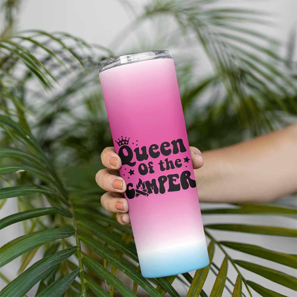 Queen Of The Camper Skinny Tumbler RV Camping Camper Life