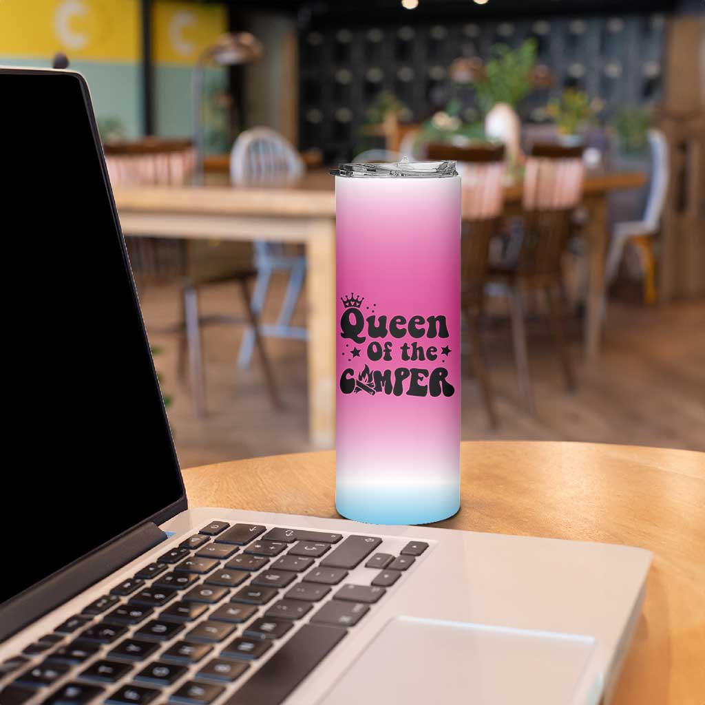 Queen Of The Camper Skinny Tumbler RV Camping Camper Life