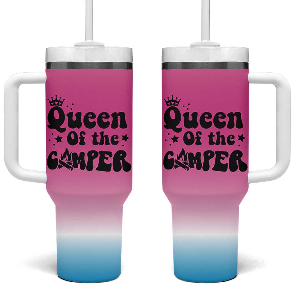 Queen Of The Camper Tumbler With Handle RV Camping Camper Life