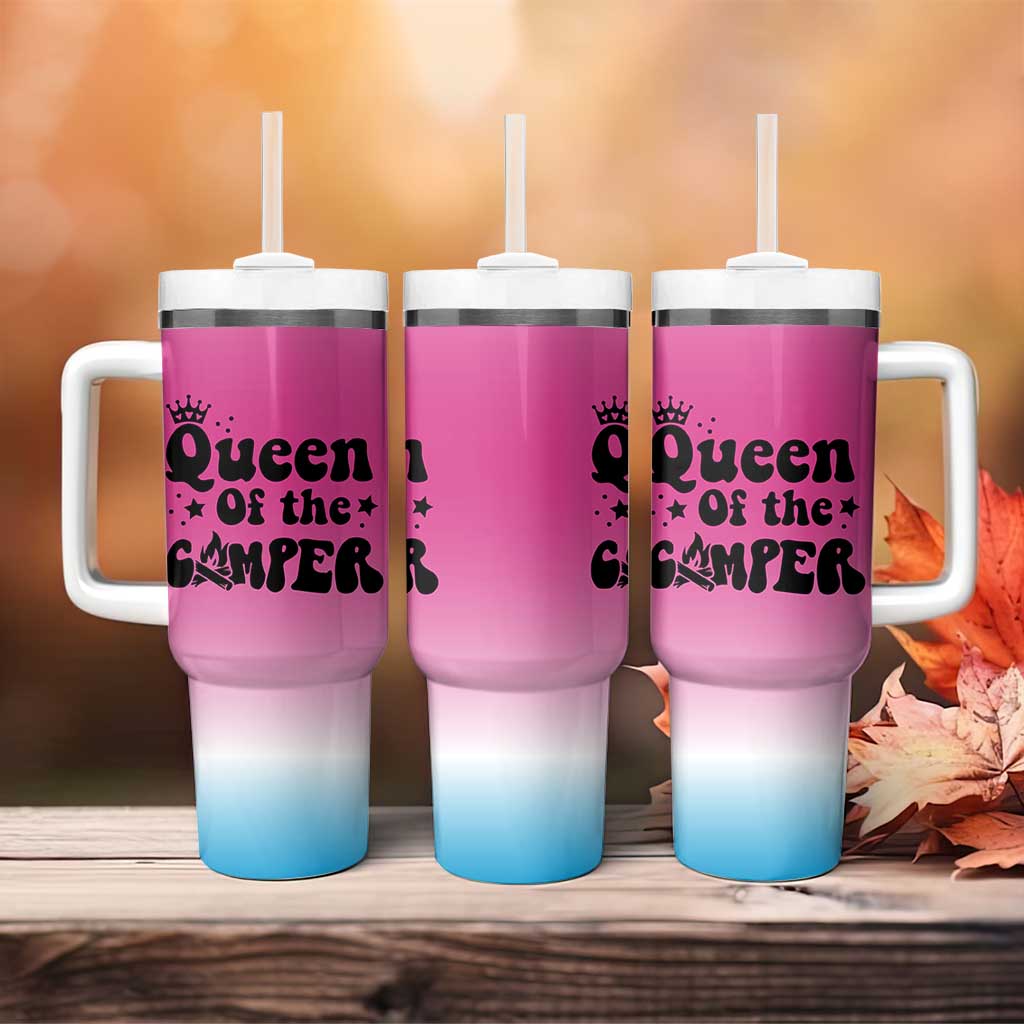 Queen Of The Camper Tumbler With Handle RV Camping Camper Life