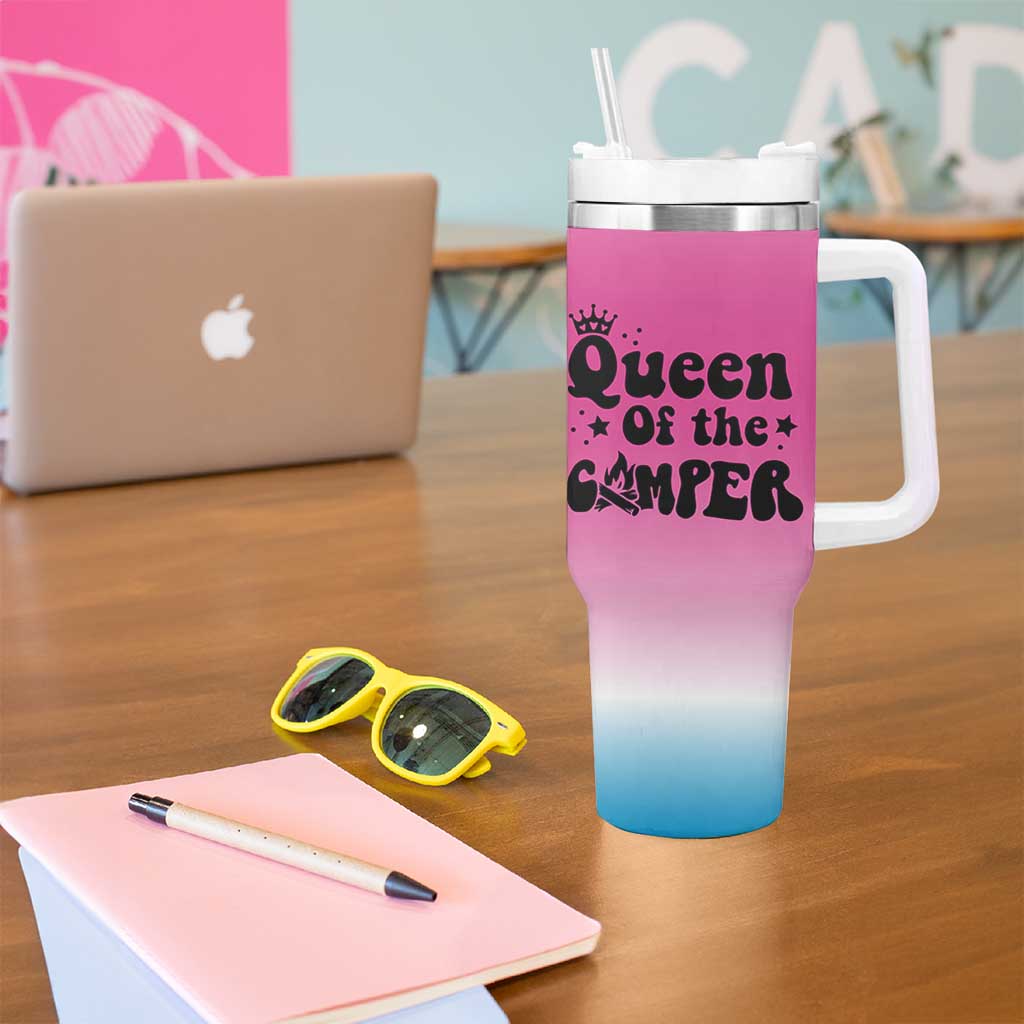 Queen Of The Camper Tumbler With Handle RV Camping Camper Life