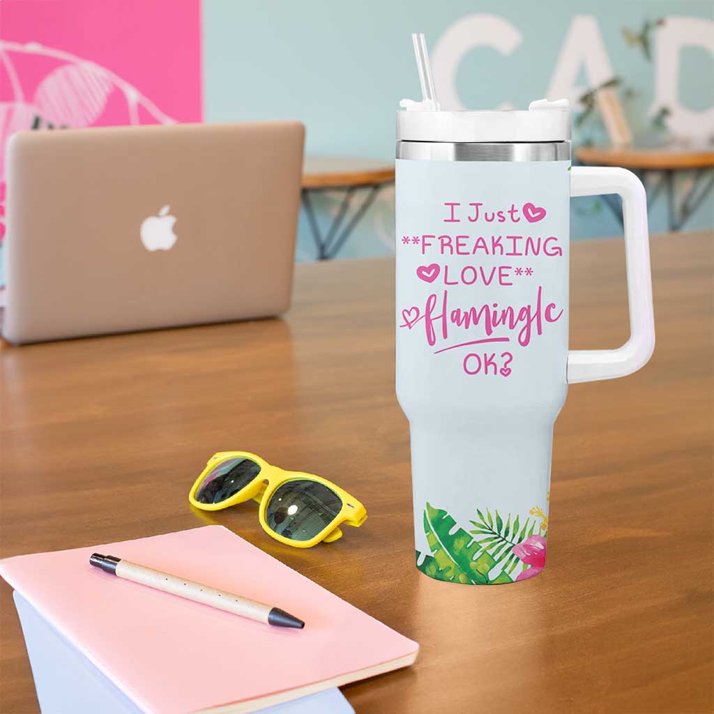 Flamingo Lover Gifts Tumbler With Handle Cute Flamingo Gifts For Women Who Loves Flamingos