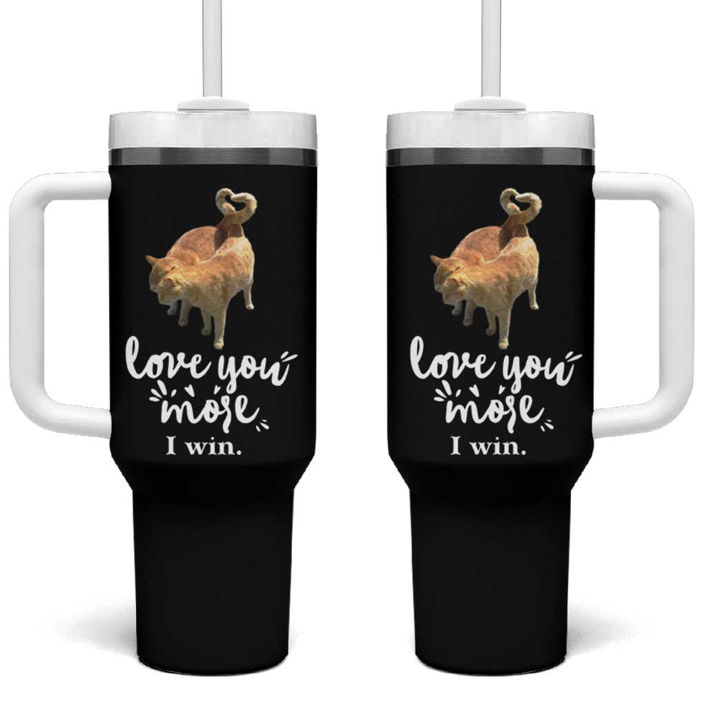 Romantic Cat Couple Tumbler With Handle Love You More I Win Birthday Ideas for Her Couple Wife Family - Wonder Print Shop