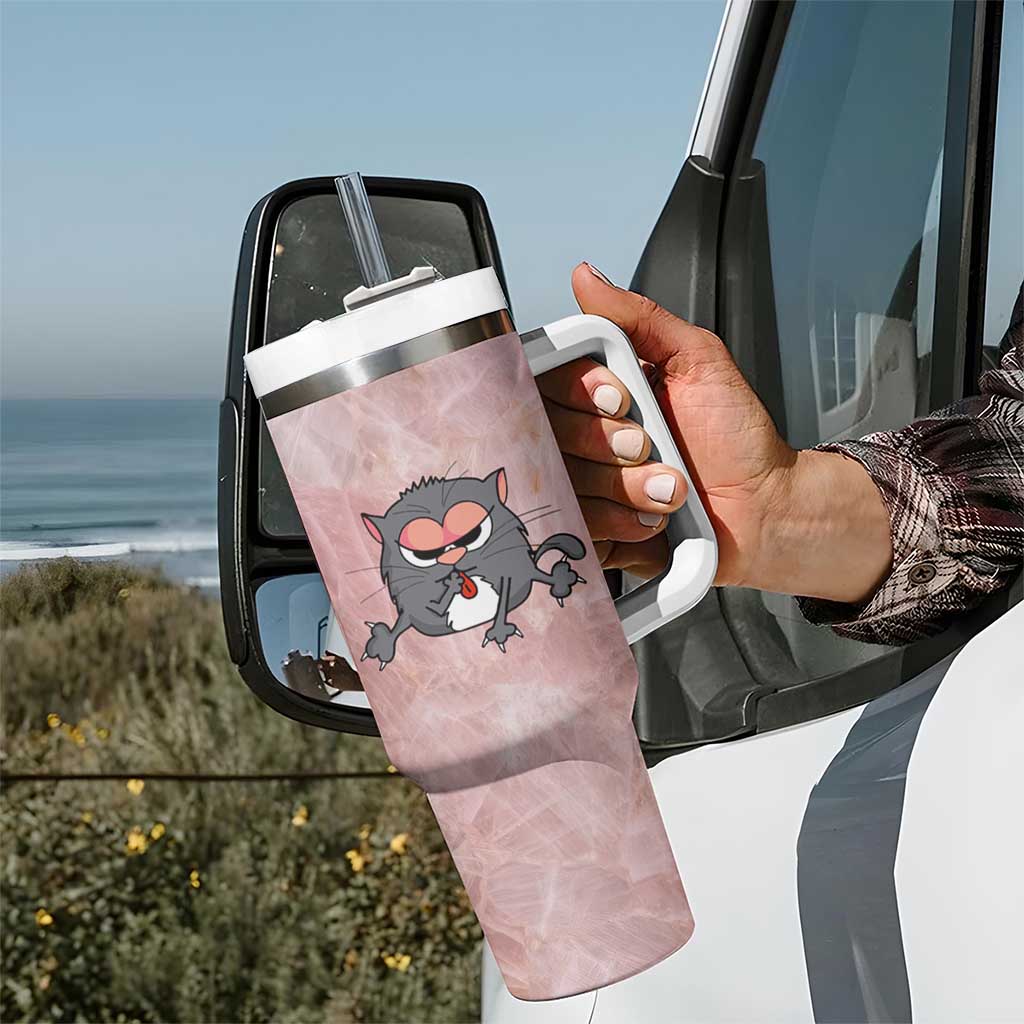 Funny Cat Tumbler With Handle Shhh Don't Speak Hold on Ok I'm Listening Cat Lover Gifts - Wonder Print Shop