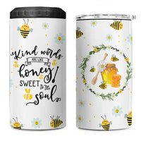 Christian Gifts For Women 4 in 1 Can Cooler Tumbler Kind Words are Like Honey Inspirational Bible Verse