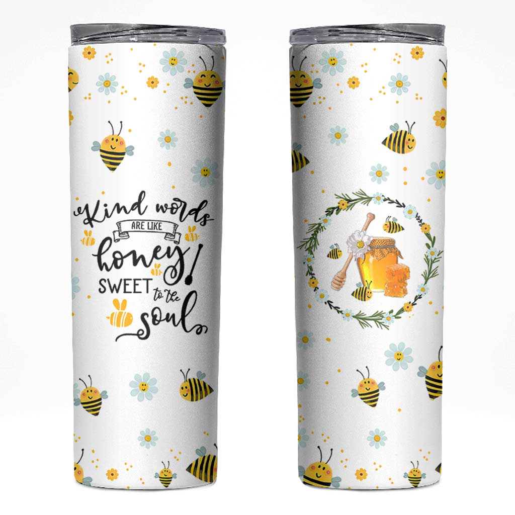 Christian Gifts For Women Skinny Tumbler Kind Words are Like Honey Inspirational Bible Verse