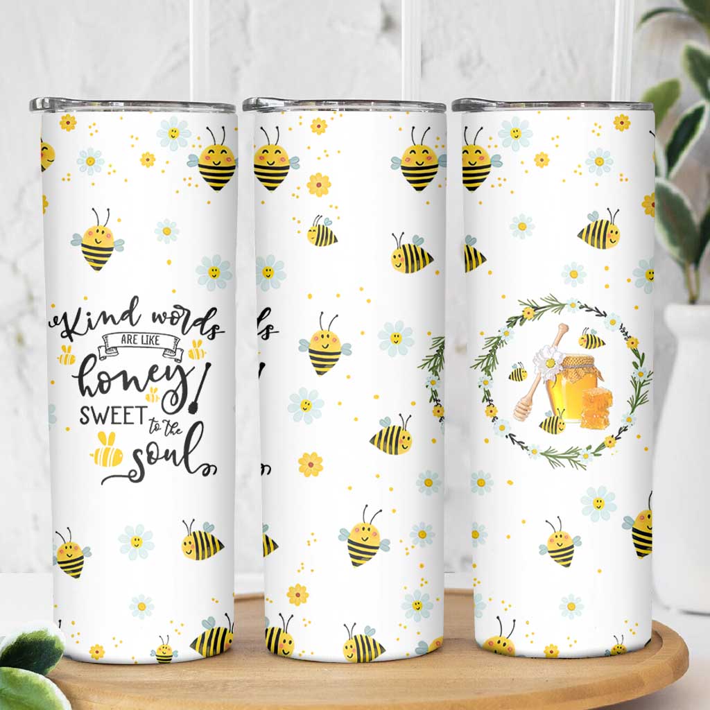 Christian Gifts For Women Skinny Tumbler Kind Words are Like Honey Inspirational Bible Verse