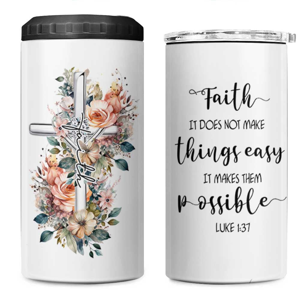 Christian Gifts for Women Faith 4 in 1 Can Cooler Tumbler Encouragement Inspirational Flower Mothers Day Bible Gift