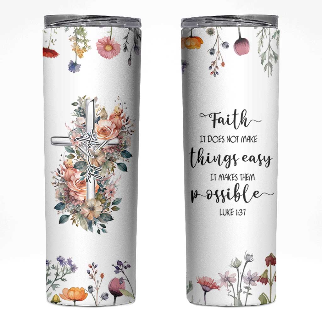 Christian Gifts for Women Faith Skinny Tumbler Encouragement Inspirational Flower Mothers Day Bible Gift