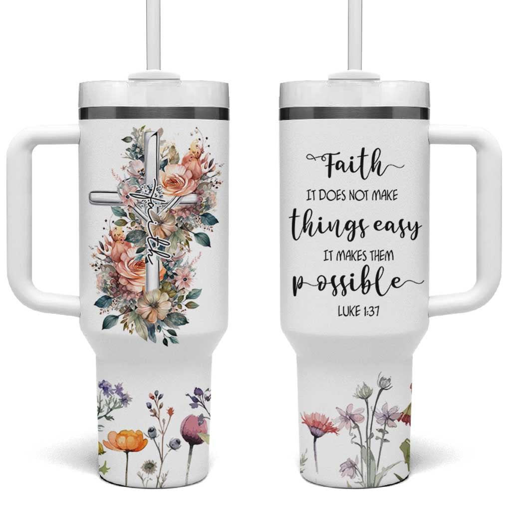 Christian Gifts for Women Faith Tumbler With Handle Encouragement Inspirational Flower Mothers Day Bible Gift