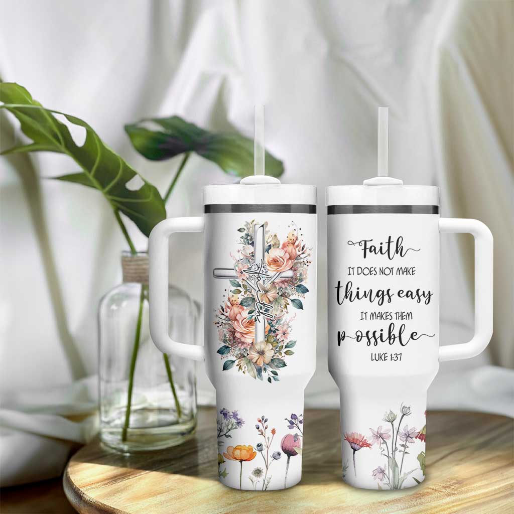 Christian Gifts for Women Faith Tumbler With Handle Encouragement Inspirational Flower Mothers Day Bible Gift