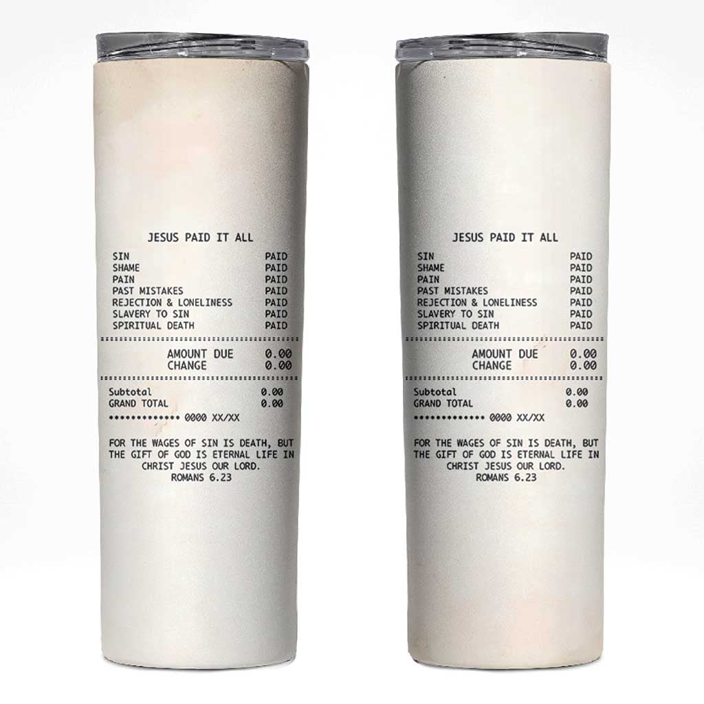 Christian Inspirational Skinny Tumbler Bible Verses Christian Gift Jesus Paid It All
