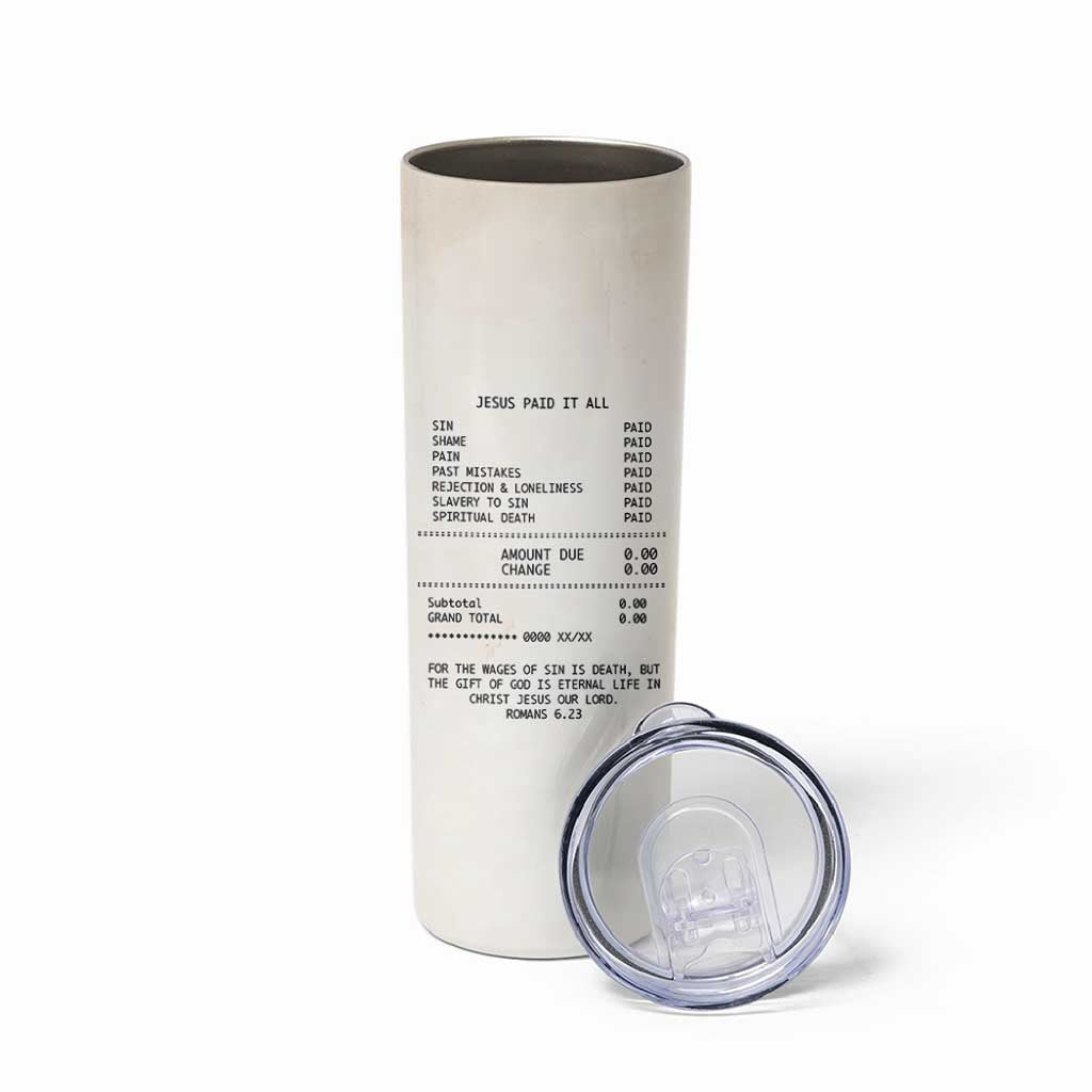 Christian Inspirational Skinny Tumbler Bible Verses Christian Gift Jesus Paid It All