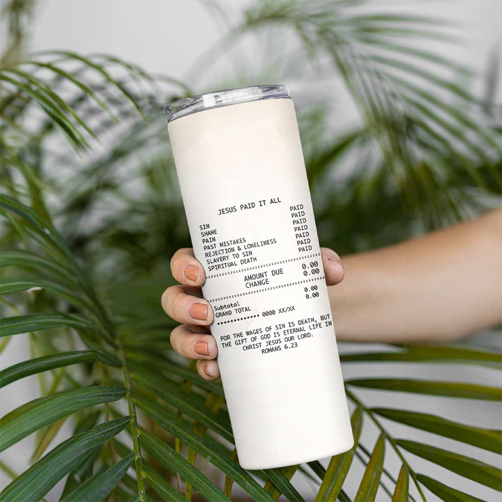 Christian Inspirational Skinny Tumbler Bible Verses Christian Gift Jesus Paid It All