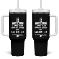 Christian Gifts For Men Tumbler With Handle A Man’s Heart Proverbs 16:9 Bible Verse