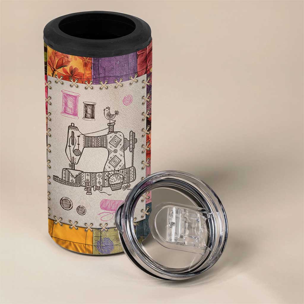 Sewing Gifts For Women 4 in 1 Can Cooler Tumbler Quilt Quilting Lovers Tailors Crafters Inspiration Gift