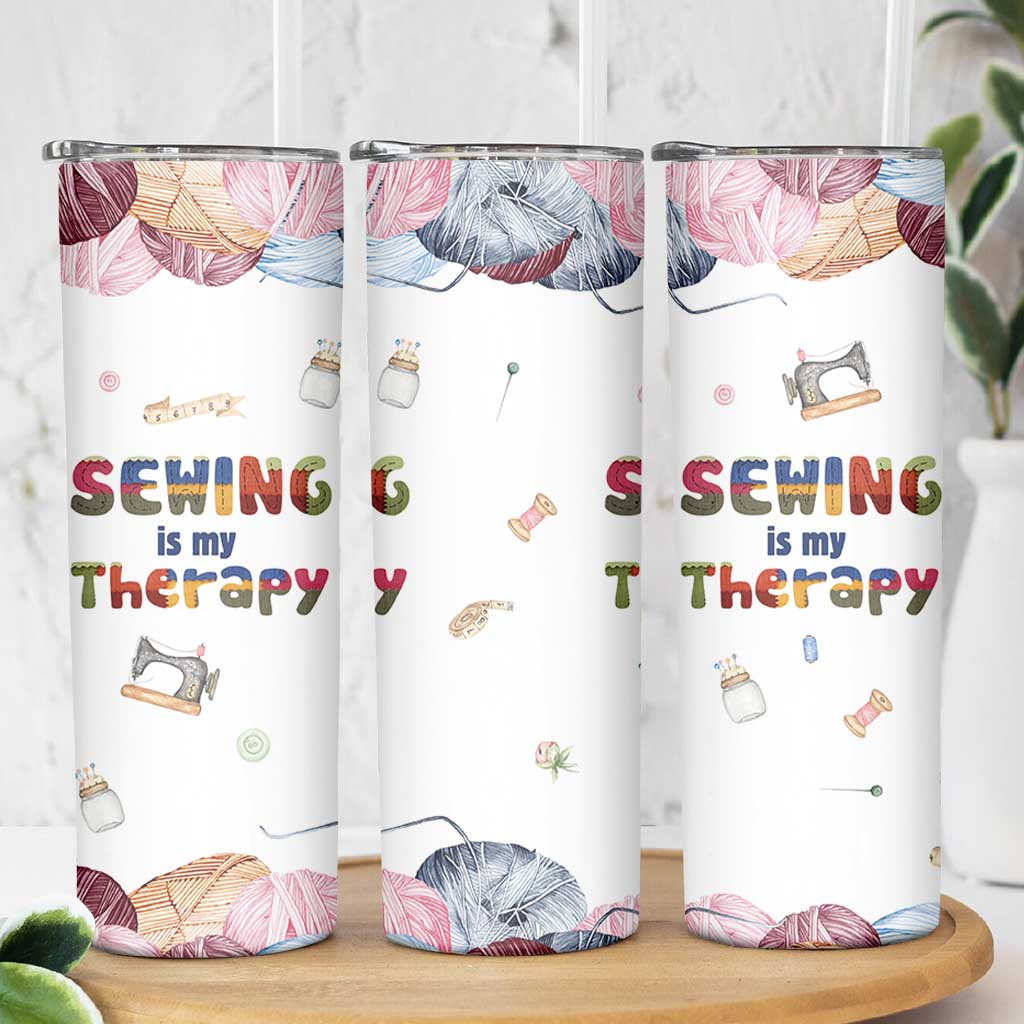 Sewing Gifts For Women Skinny Tumbler Sewing Is My Therapy Quilting Lovers Tailors Crafters