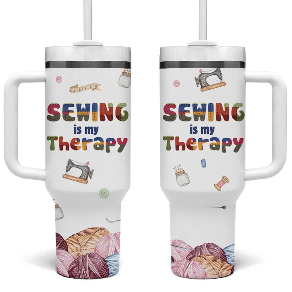 Sewing Gifts For Women Tumbler With Handle Sewing Is My Therapy Quilting Lovers Tailors Crafters