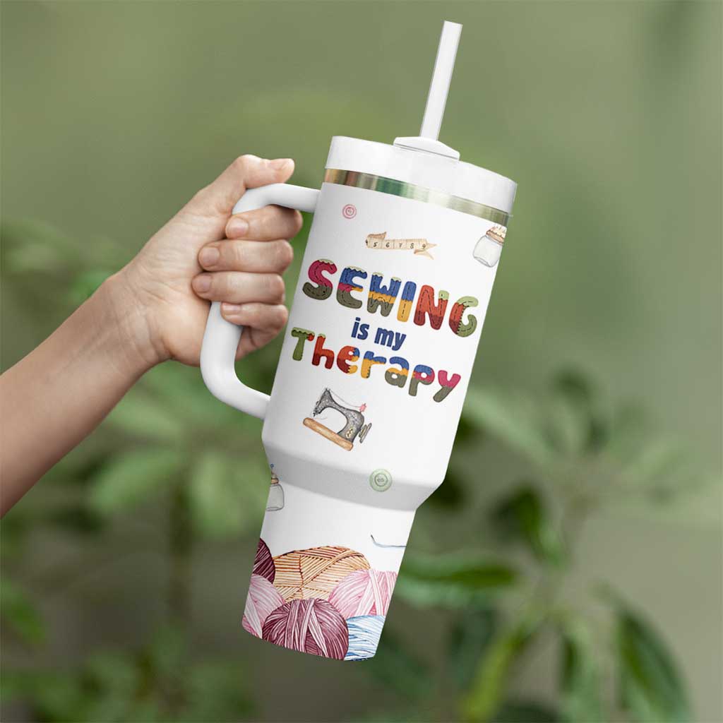 Sewing Gifts For Women Tumbler With Handle Sewing Is My Therapy Quilting Lovers Tailors Crafters