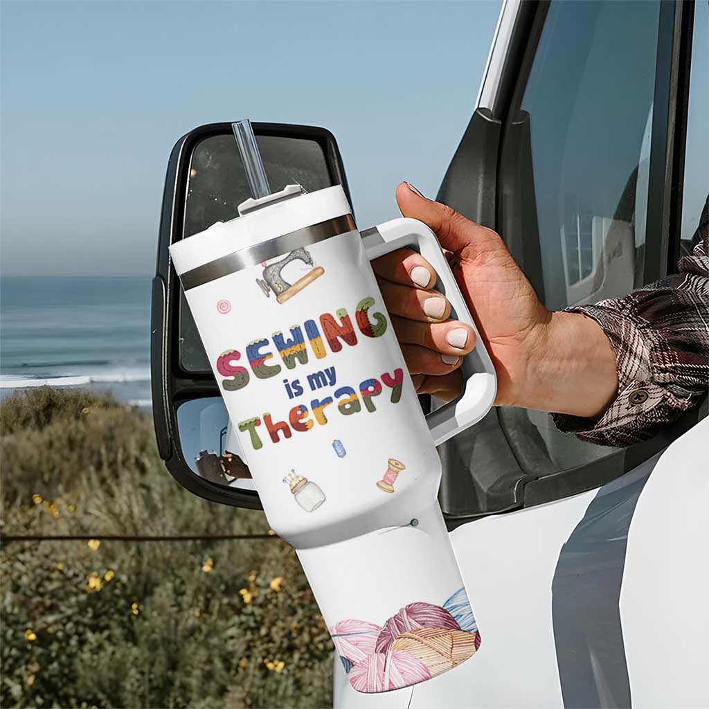 Sewing Gifts For Women Tumbler With Handle Sewing Is My Therapy Quilting Lovers Tailors Crafters