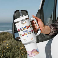 Sewing Gifts For Women Tumbler With Handle Sewing Is My Therapy Quilting Lovers Tailors Crafters