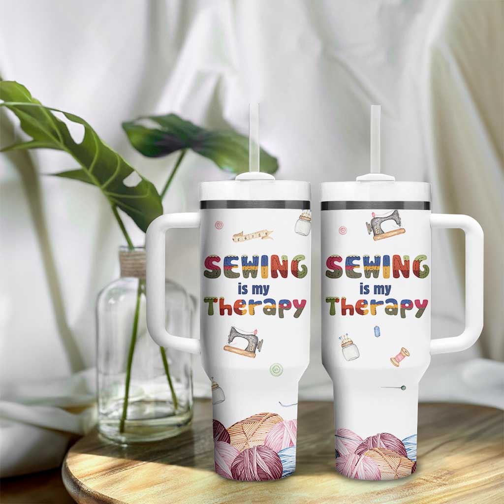 Sewing Gifts For Women Tumbler With Handle Sewing Is My Therapy Quilting Lovers Tailors Crafters