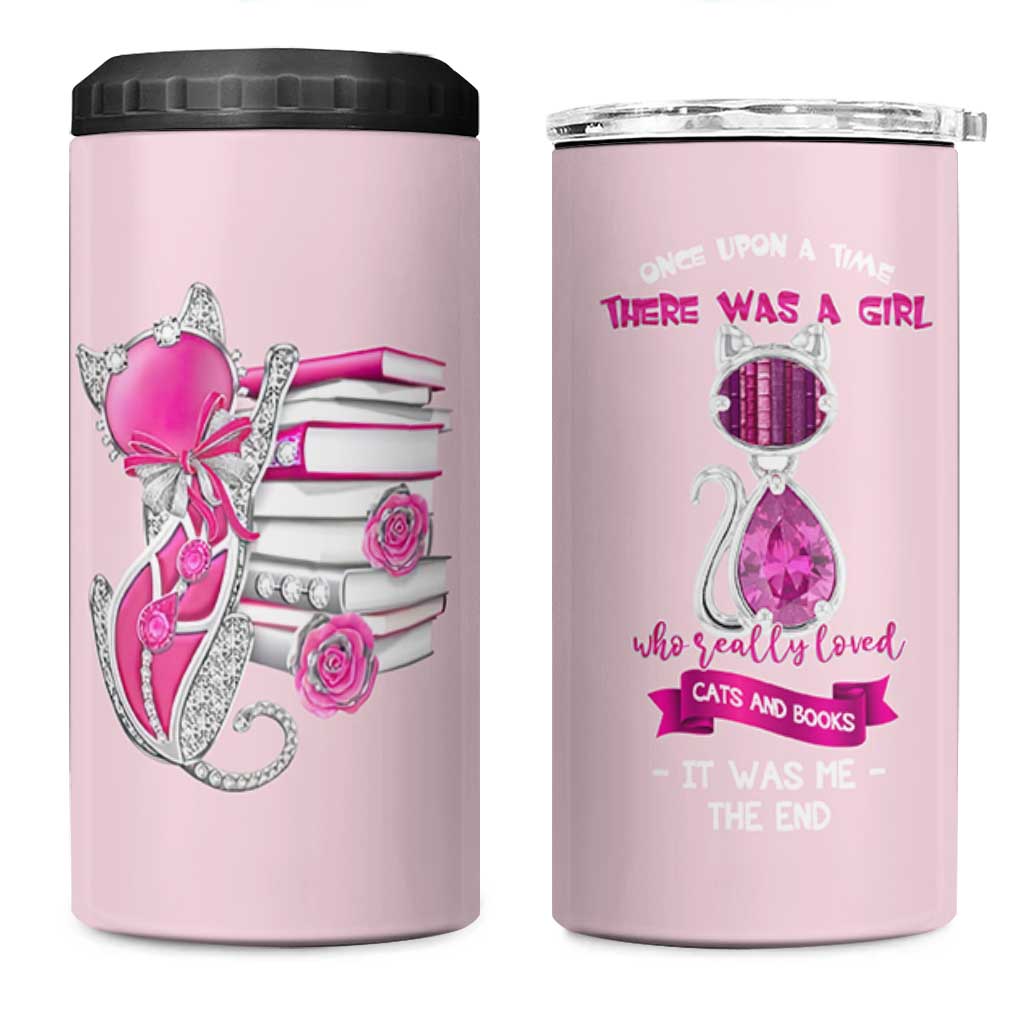 Cat Book Lovers Gifts 4 in 1 Can Cooler Tumbler Cute Bookish Present Book Club Gifts