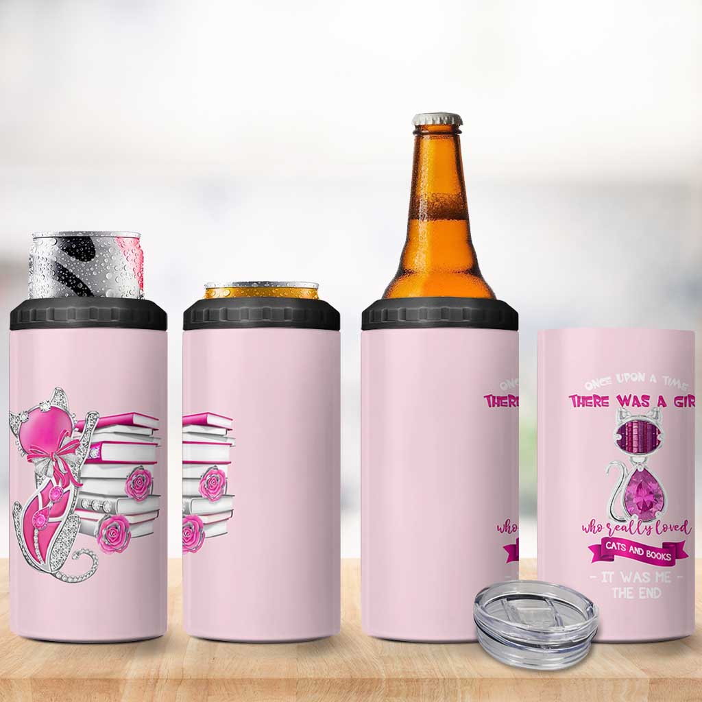 Cat Book Lovers Gifts 4 in 1 Can Cooler Tumbler Cute Bookish Present Book Club Gifts