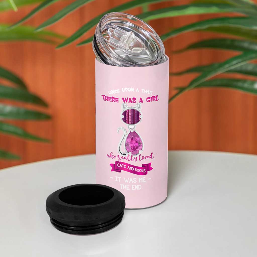 Cat Book Lovers Gifts 4 in 1 Can Cooler Tumbler Cute Bookish Present Book Club Gifts