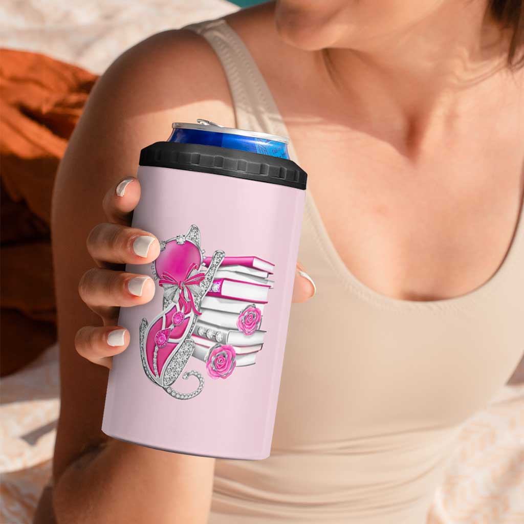 Cat Book Lovers Gifts 4 in 1 Can Cooler Tumbler Cute Bookish Present Book Club Gifts