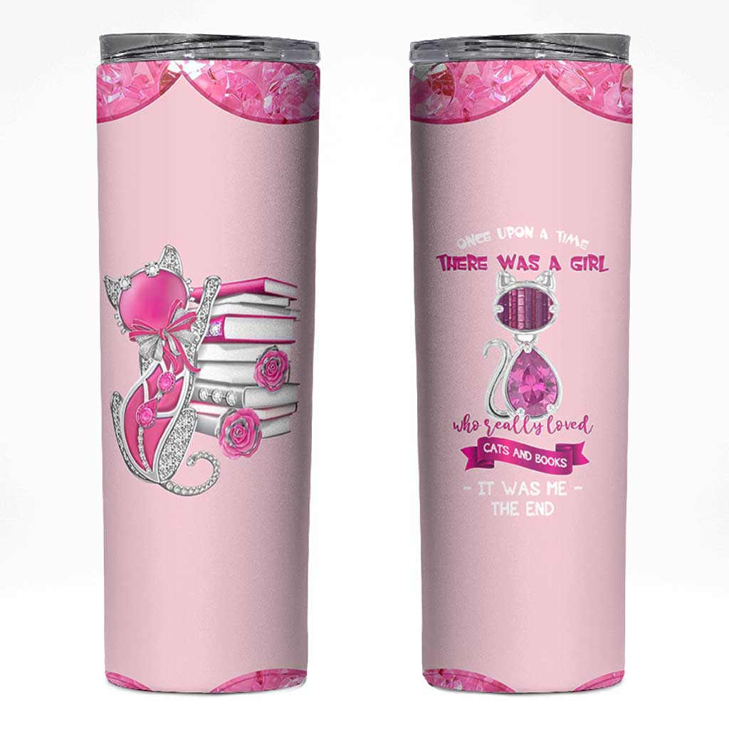 Cat Book Lovers Gifts Skinny Tumbler Cute Bookish Present Book Club Gifts