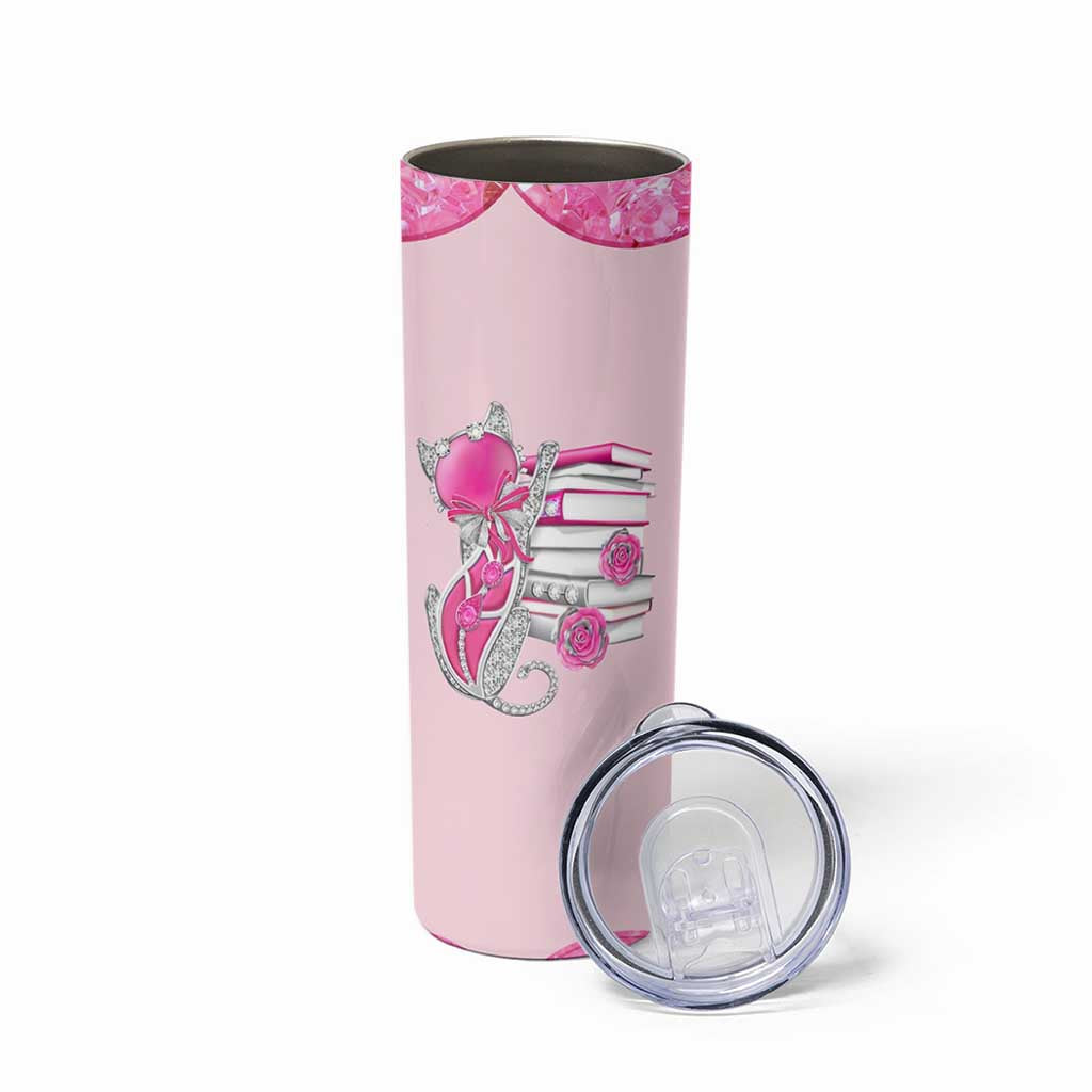 Cat Book Lovers Gifts Skinny Tumbler Cute Bookish Present Book Club Gifts
