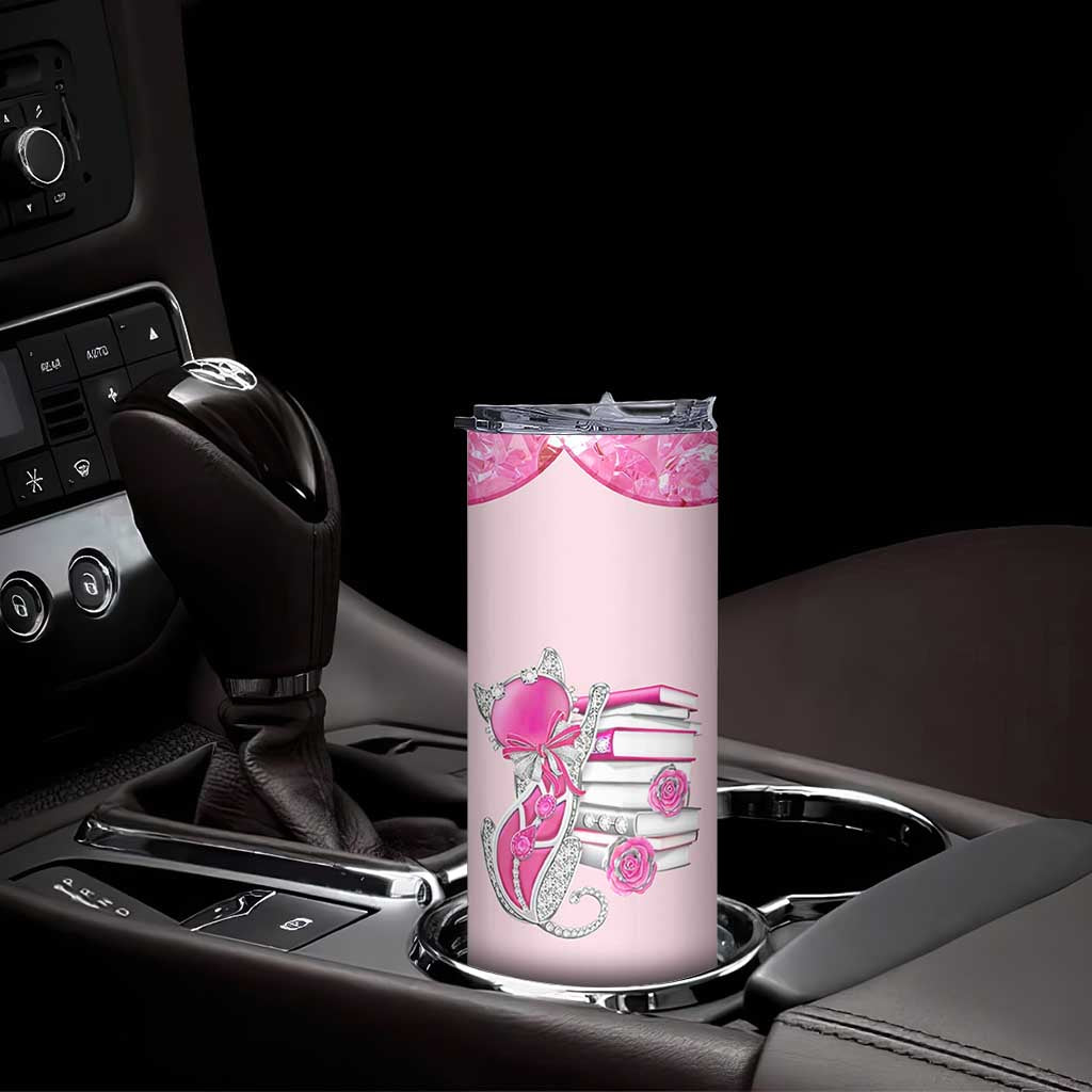 Cat Book Lovers Gifts Skinny Tumbler Cute Bookish Present Book Club Gifts