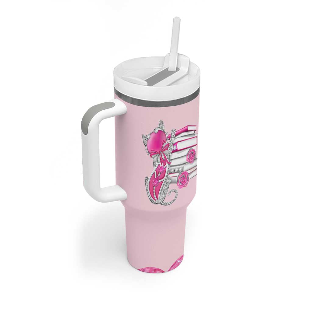 Cat Book Lovers Gifts Tumbler With Handle Cute Bookish Present Book Club Gifts