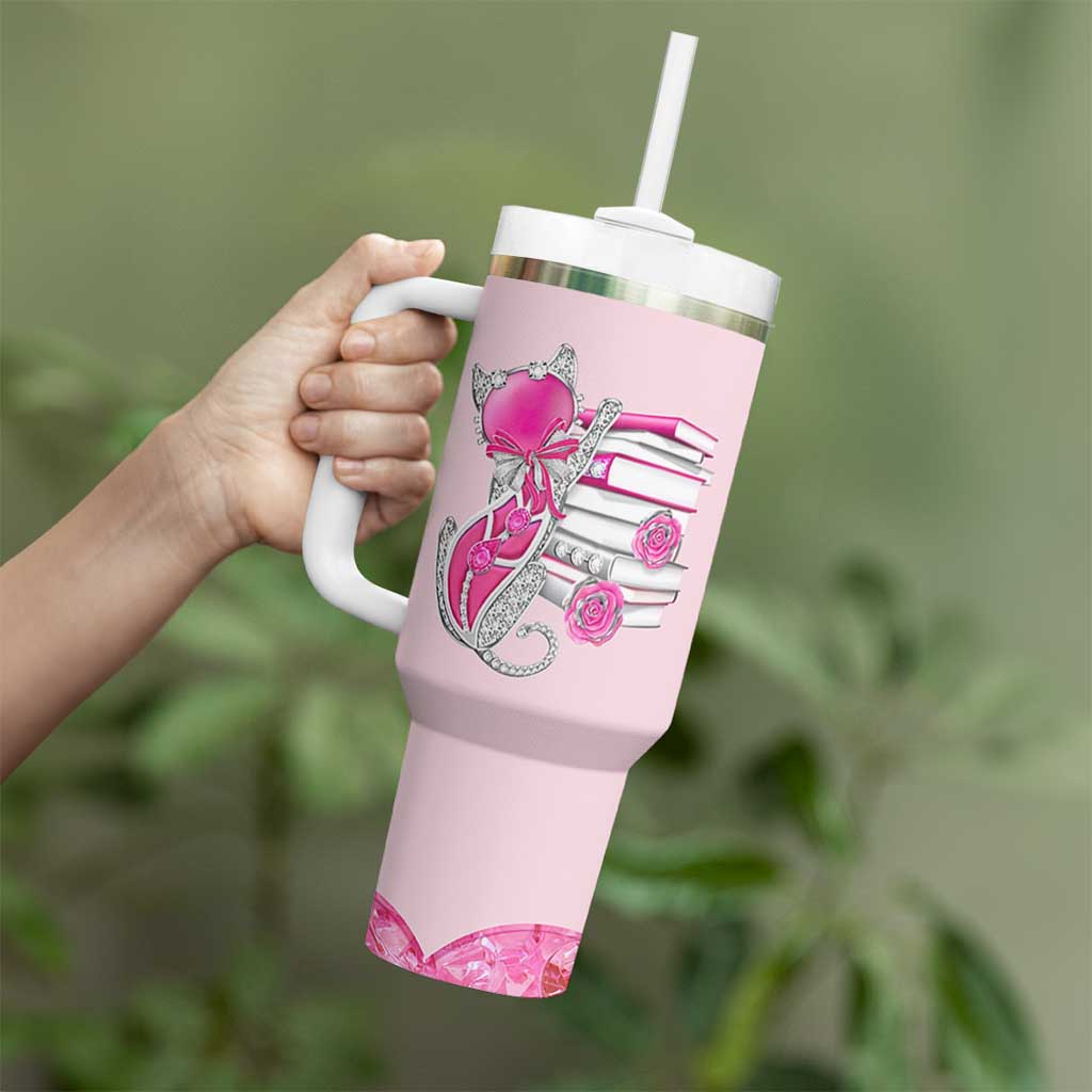 Cat Book Lovers Gifts Tumbler With Handle Cute Bookish Present Book Club Gifts