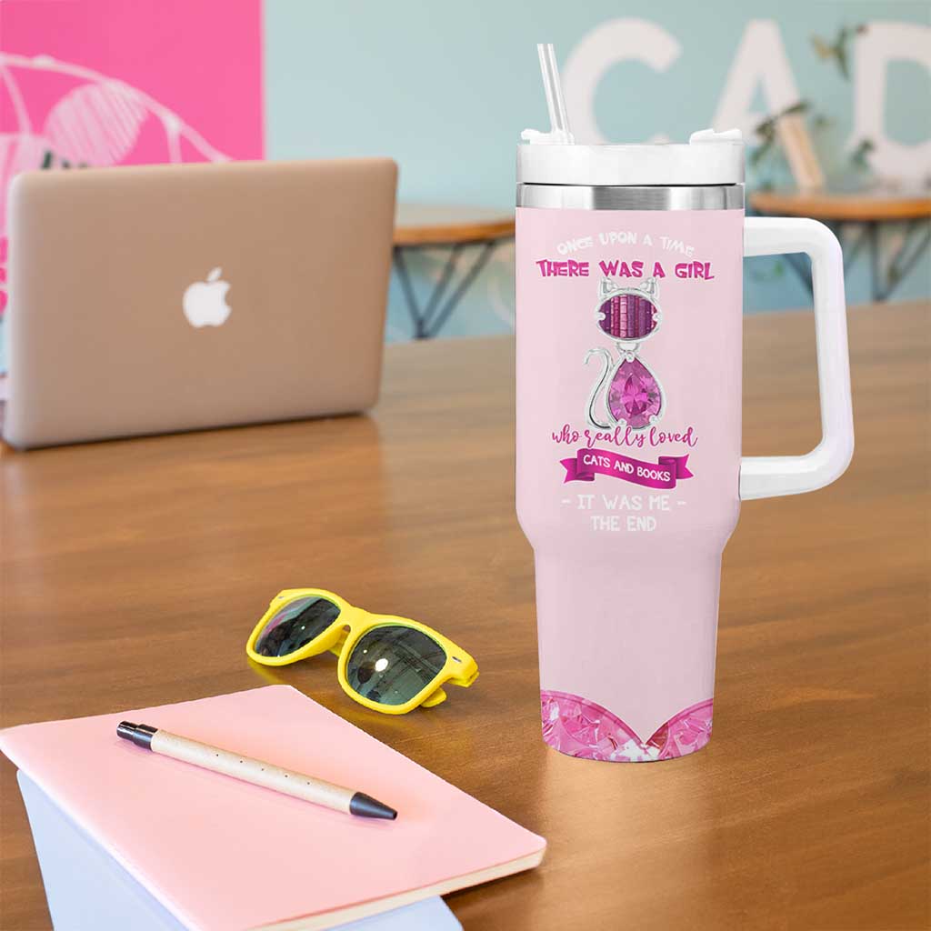 Cat Book Lovers Gifts Tumbler With Handle Cute Bookish Present Book Club Gifts
