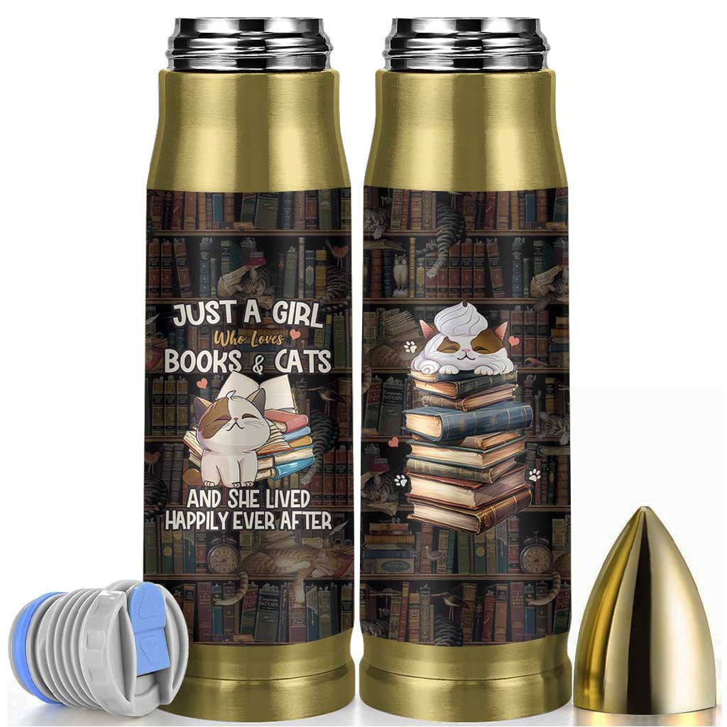 Cat Bookish Bullet Tumbler Just A Girl Who Loves Cats And Books Library Cat