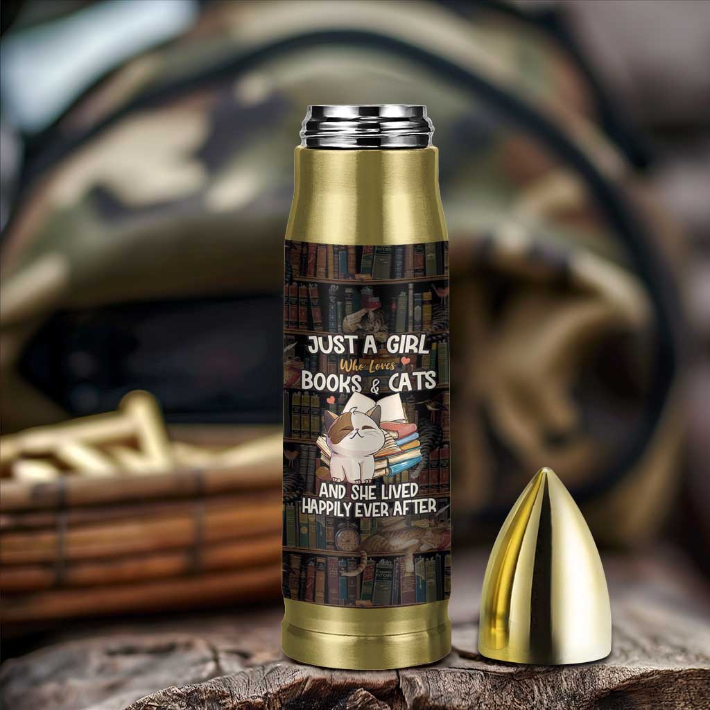 Cat Bookish Bullet Tumbler Just A Girl Who Loves Cats And Books Library Cat