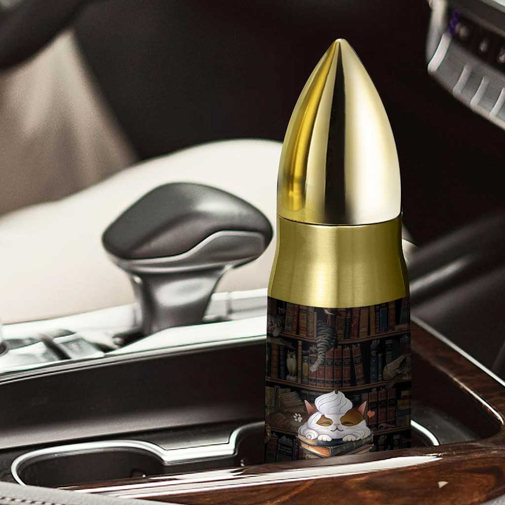 Cat Bookish Bullet Tumbler Just A Girl Who Loves Cats And Books Library Cat