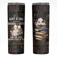 Cat Bookish Skinny Tumbler Just A Girl Who Loves Cats And Books Library Cat