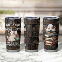 Cat Bookish Tumbler Cup Just A Girl Who Loves Cats And Books Library Cat