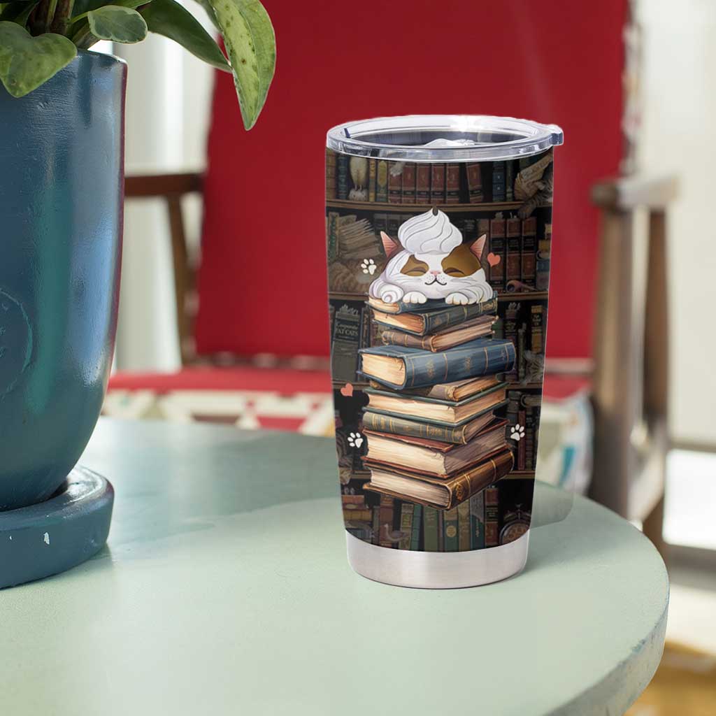 Cat Bookish Tumbler Cup Just A Girl Who Loves Cats And Books Library Cat